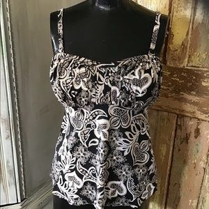 Ladies tan black gold tankini swim